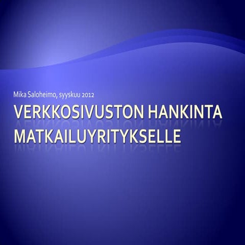Matkailuyrityksen verkkosivuston hankinta