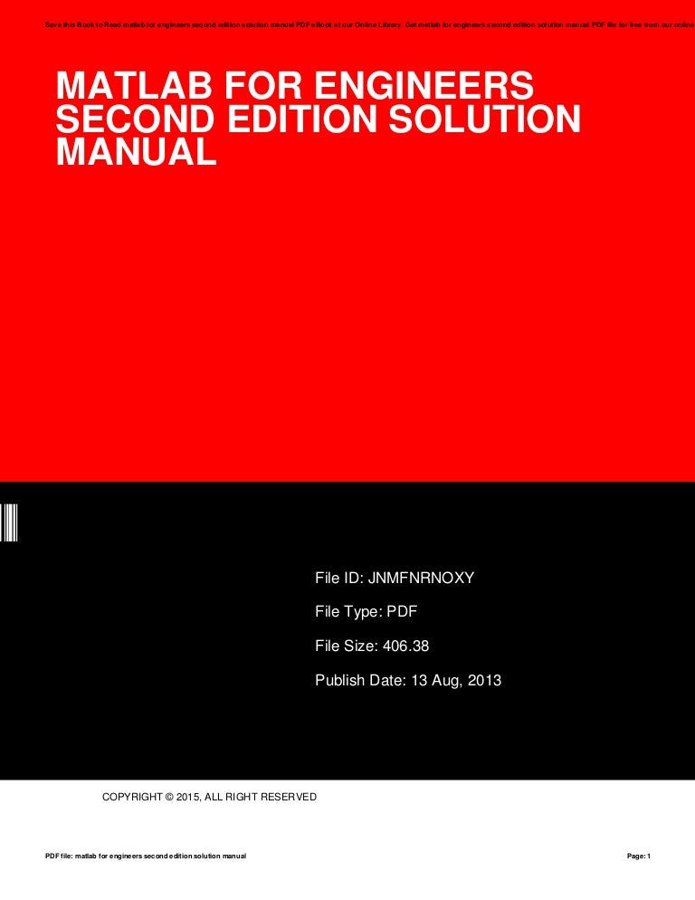 Matlab For Engineers Second Edition Solution Manual