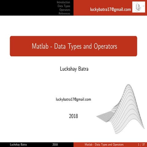 Matlab-Data types and operators | PDF | Programming Languages | Computing