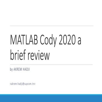 Matlab Cody 2020 review | PPT