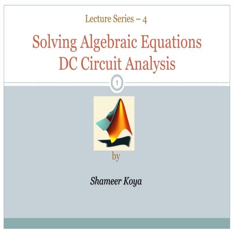Matlab dc circuit analysis