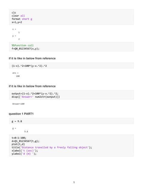Matlab Sample Assignment Solution | PDF