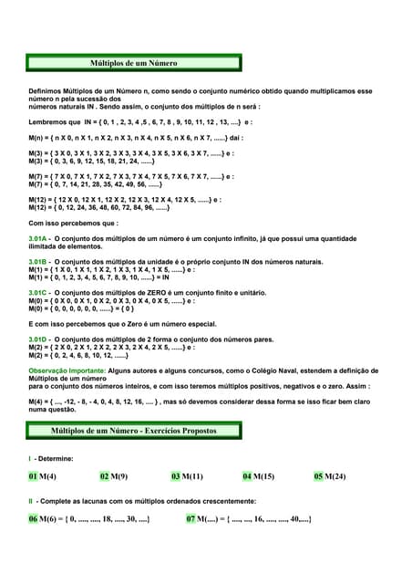 Múltiplos de um números natural | PDF