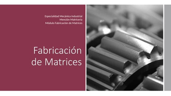 MATRICERÍA Y SUS PARTES PRINCIPALES PARA METALES