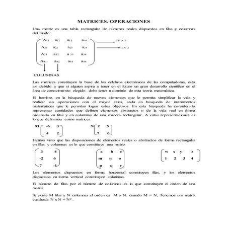 Matrices. operaciones