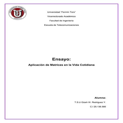 Matrices en la vida cotidiana.