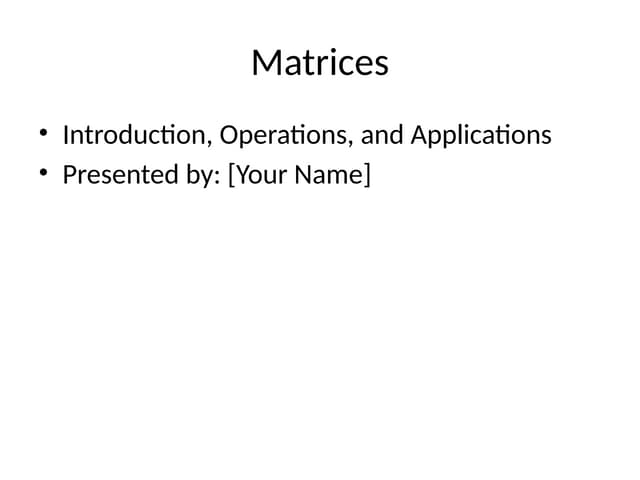 Application of matrices in real life | DOCX