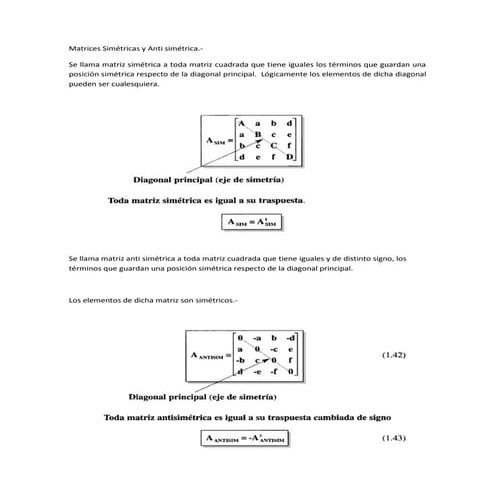 Matrices simétricas y anti simétrica