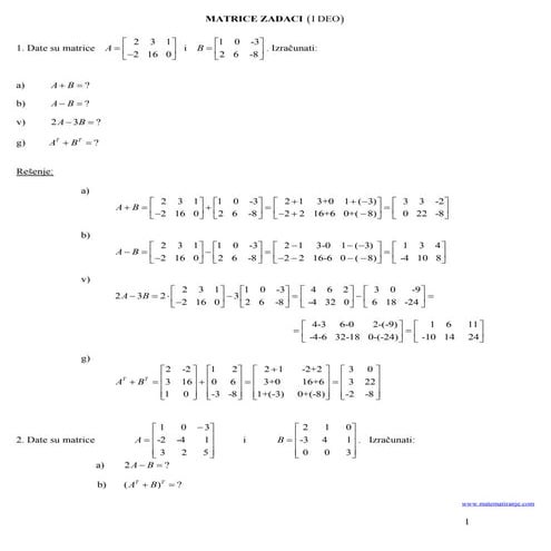 Matrice zadaci i_deo | PDF