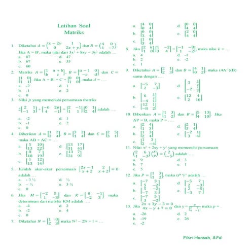 Bab 11 matriks SPM 2015 | DOCX