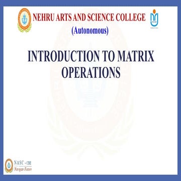 Comprehensive Introduction to Matrix Operations and Their Applications ...