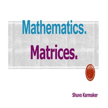 Presentation On Matrices Mathematics DIU