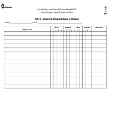 Matriz de evaluación gestión 2011