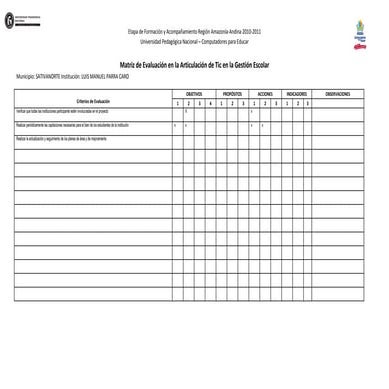 Matriz de evaluación gestión 2011