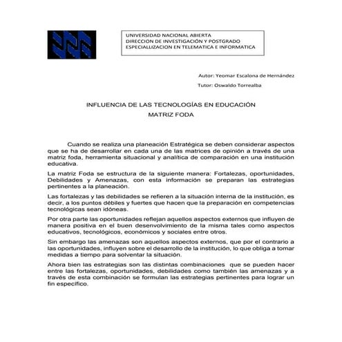 Matriz foda y las tic,s