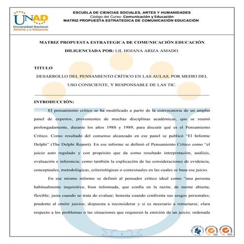 Matriz propuesta por Lily Hojana Ariza 