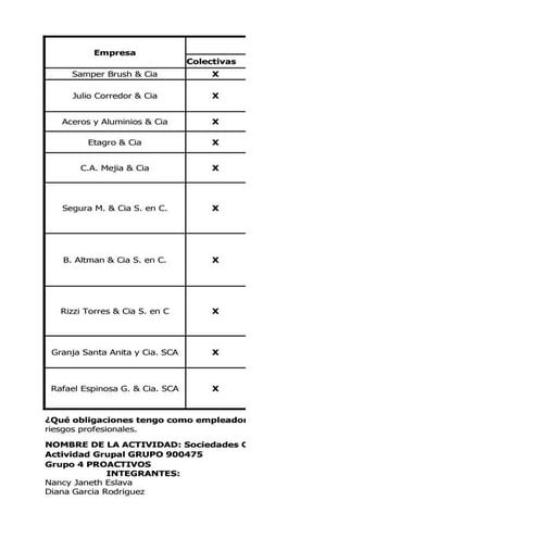 Matriz Tipos De Sociedades, Proactivos