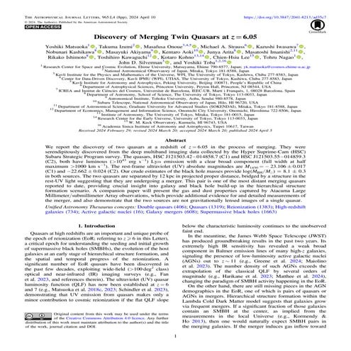 Discovery of Merging Twin Quasars at z=6.05