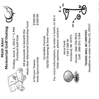 Matt Aker Memorial Golf Outing Flyer