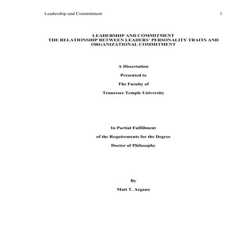 A Study of Personality and Organizational Commitment | PDF