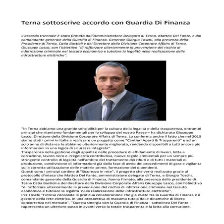 Matteo del fante  terna sottoscrive accordo con guardia di finanza