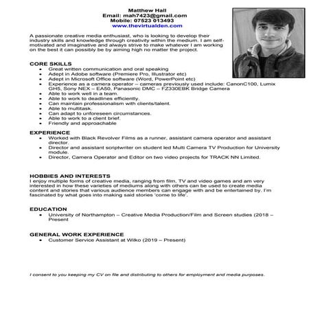Matt hall media cv
