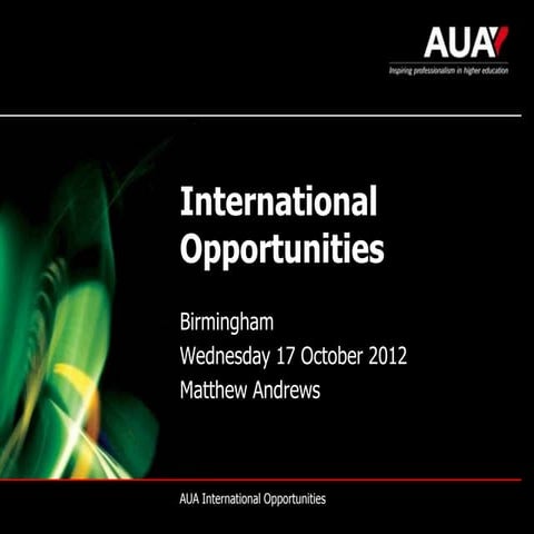 AUA Development Conference 2012 - Matthew Andrews