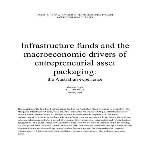 Matthew Bright Infrastructure Funds Research Paper Jan 08