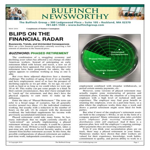 Matthew Cunningham Newsletter  May 2010