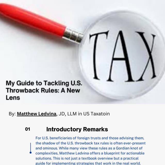 Matthew Ledvina Guide to Tackling U.S. Throwback Rules A New Lens PDF