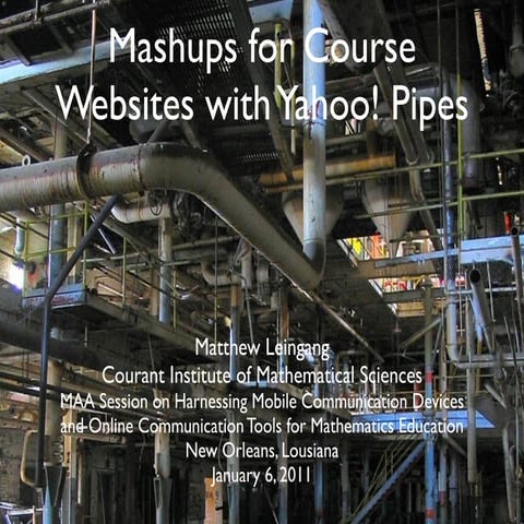 Mashups for Course Websites with Yahoo! Pipes