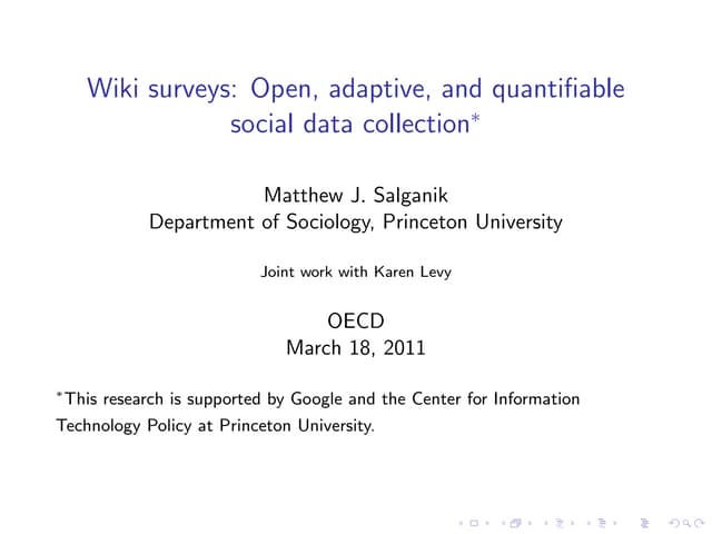 Matthew Salganik: All Our Ideas
