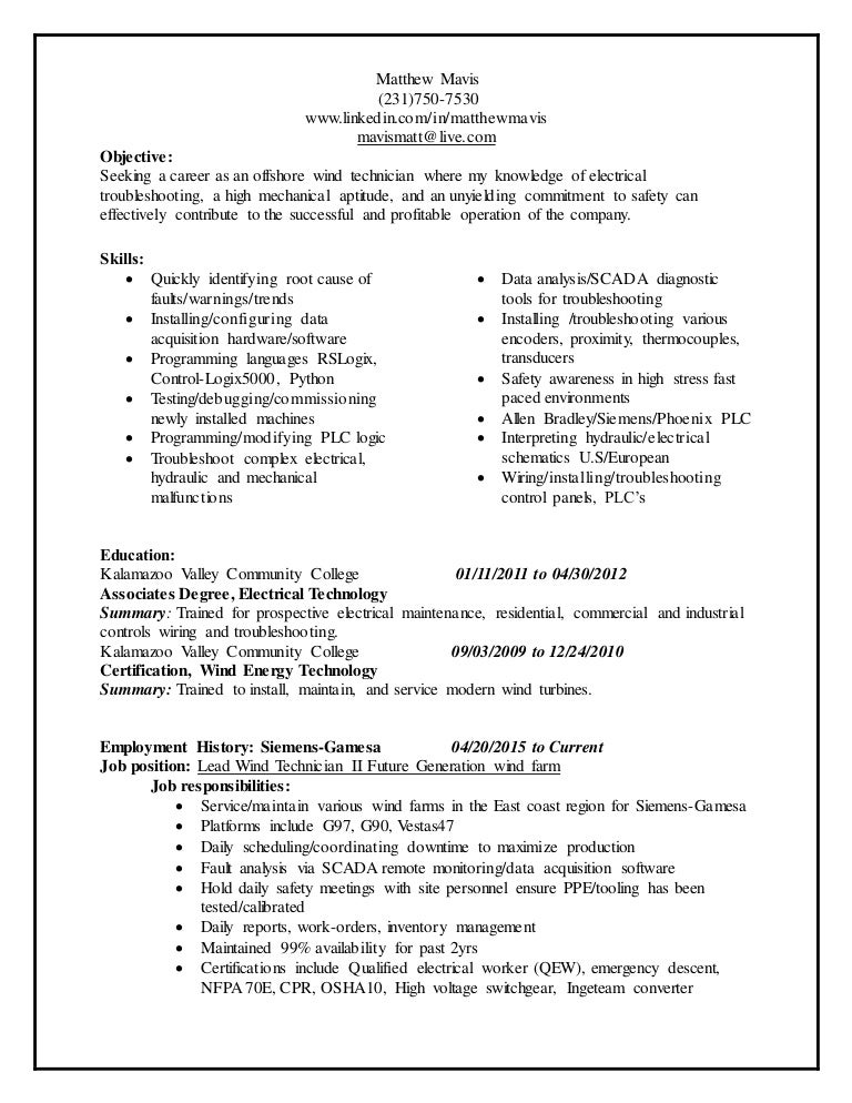 Wind Turbine Technician Resume - Mattsoffshorewindtechnicianresume 180807220050 Thumbnail 4 
