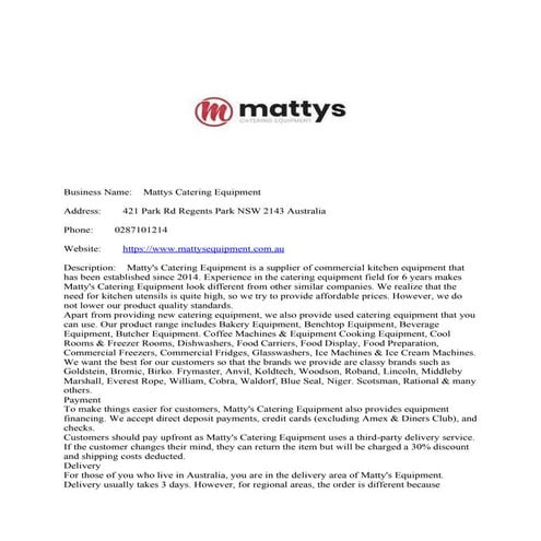 Mabtech commercial kitchen equipments you need | PDF