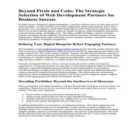 The Strategic Selection of Web Development Partners for Business Success