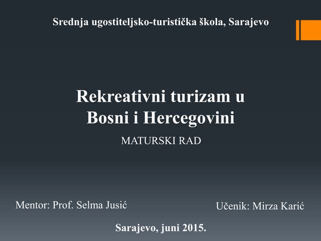 Rekreativni turizam u Bosni i Hercegovini