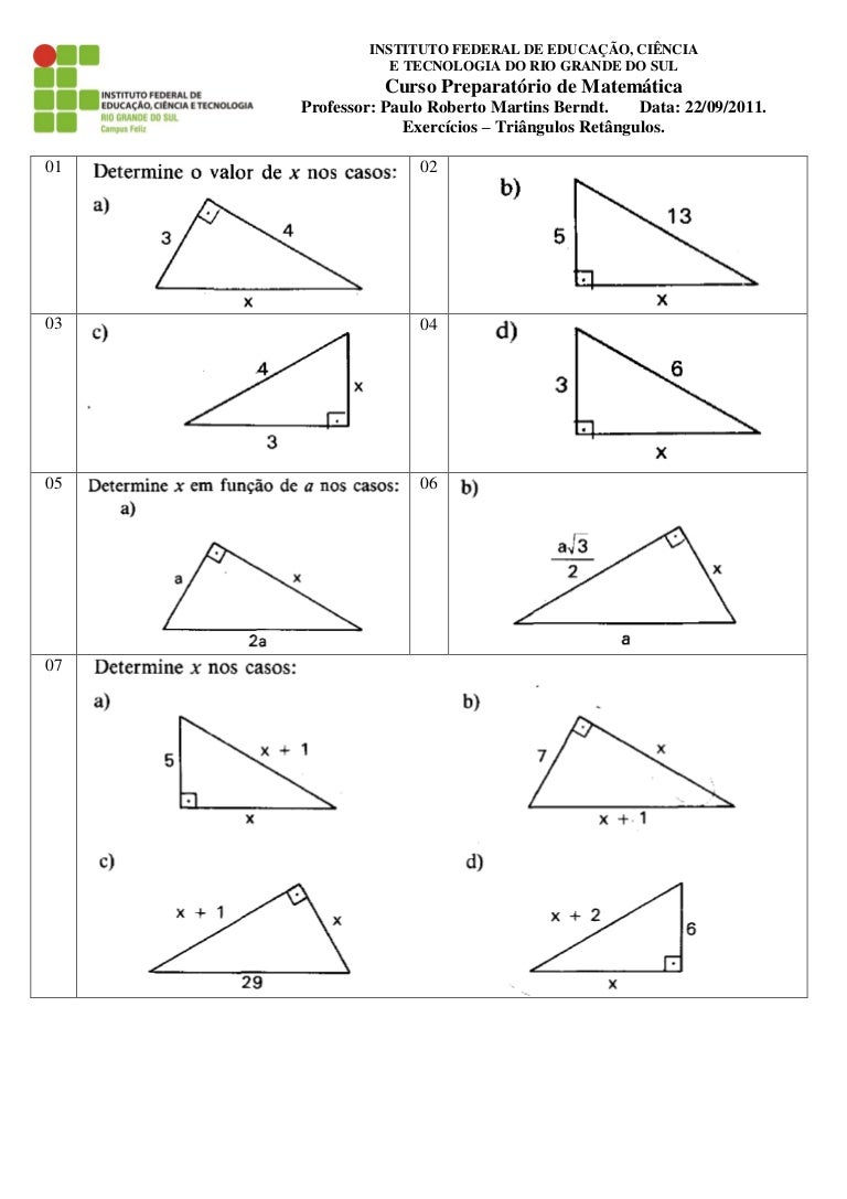 Area Do Triangulo Exercicios Resolvidos 7 Ano