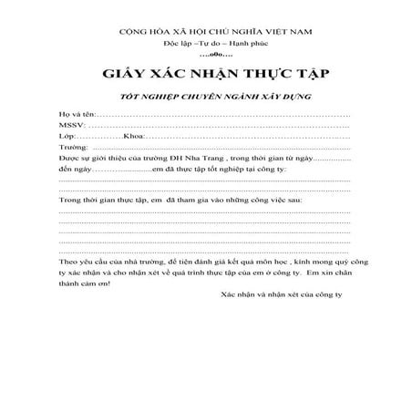 Mau chung nhan thuc tap