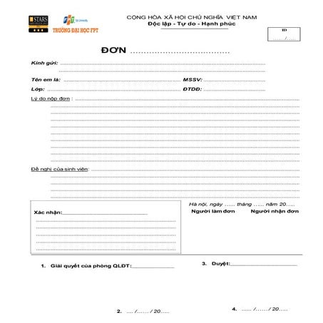 Mẫu đơn tùy chỉnh FPT