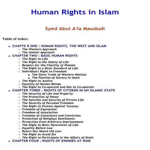 Maulana maududi human rights in islam | PDF