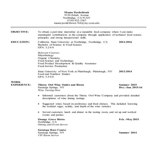 Maura Postlethwait resume