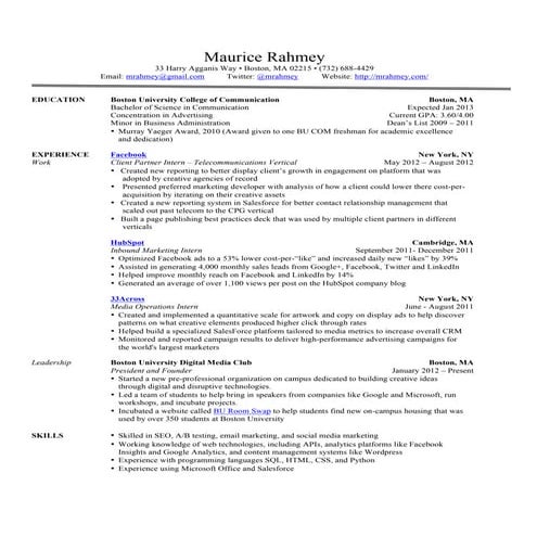 Maurice Rahmey Resume