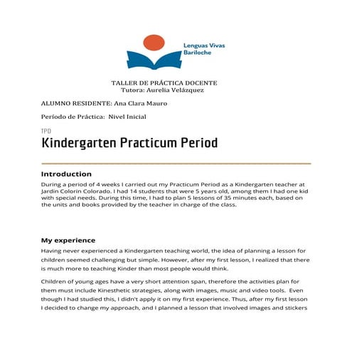  My report on Kindergarten 
