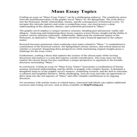 Maus Essay Topics