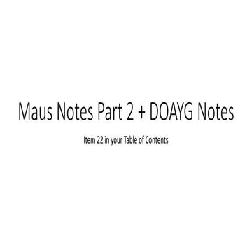 Maus Notes 2