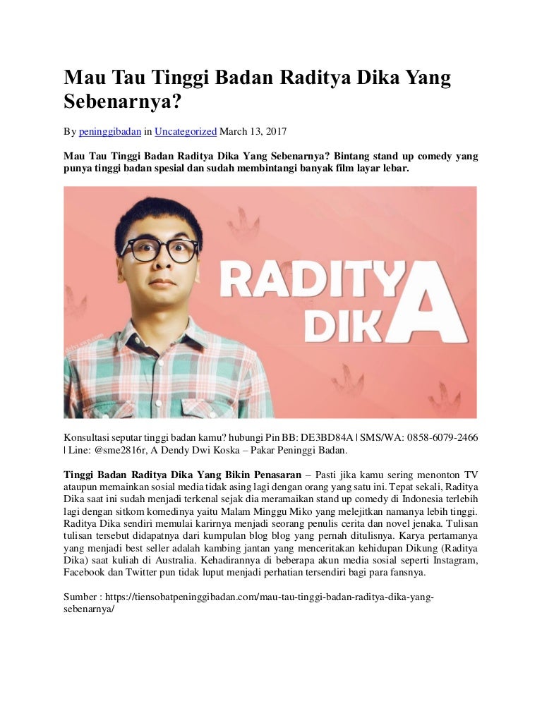 Kalian Mau Tau Tinggi Badan Raditya Dika Yang Sebenarnya Yang Sudah B