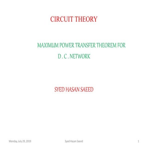 Max. power transfer theorem dc network (Revised)