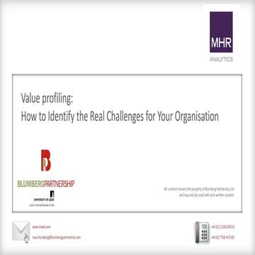 MHR Analytics Summit 2018 | Value Profiling: How to Identify the Real Challenges for your Organisation - Max Blumberg