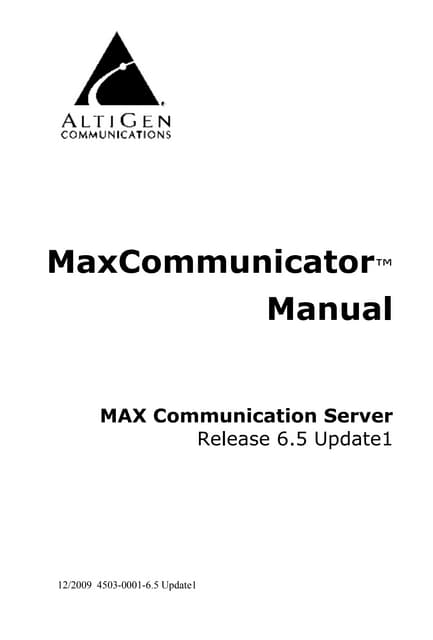 AltiGen Max Communicator Manual