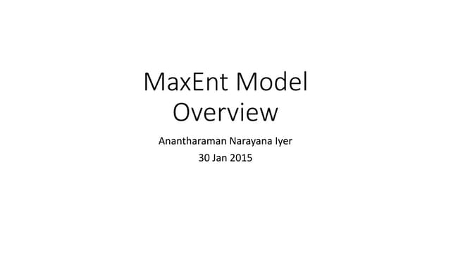 MaxEnt (Loglinear) Models - Overview
